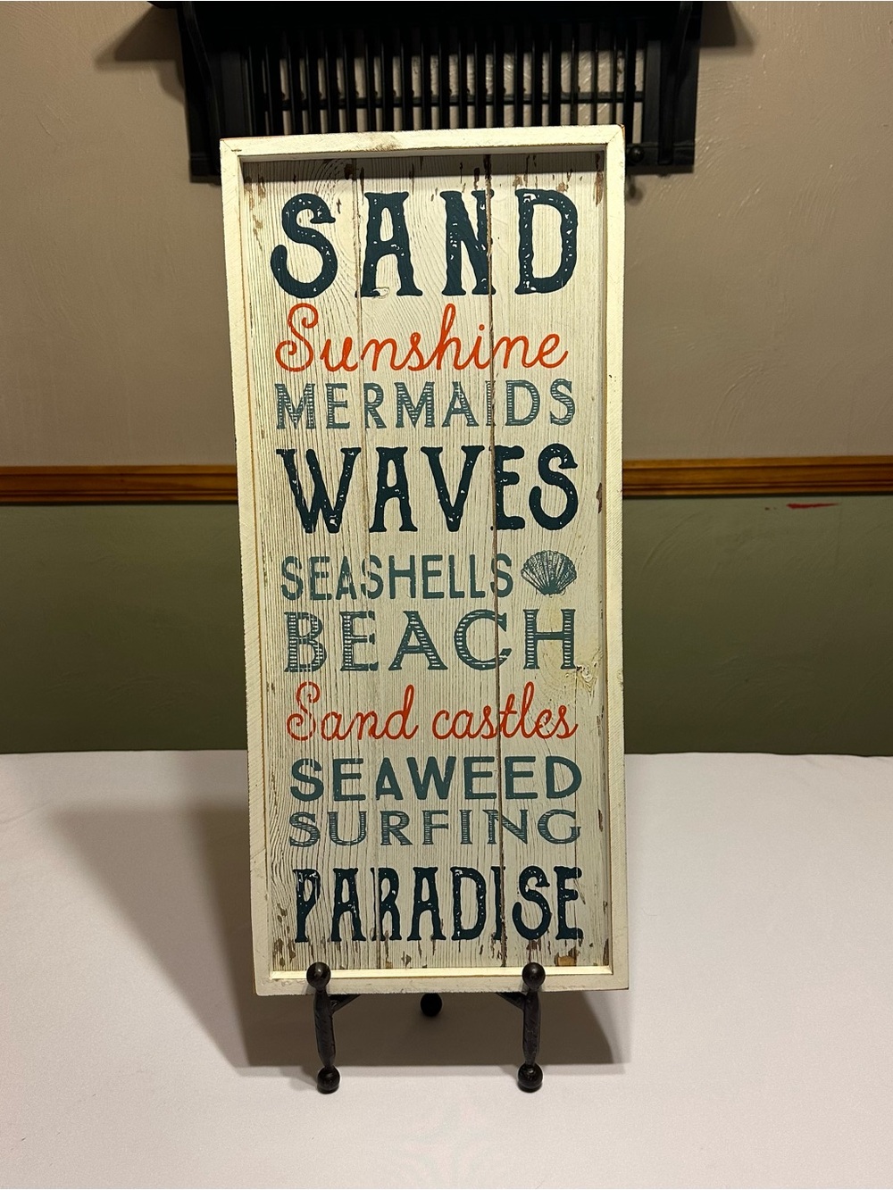 Beach/Coastal Word Art Sign in Blue and Coral